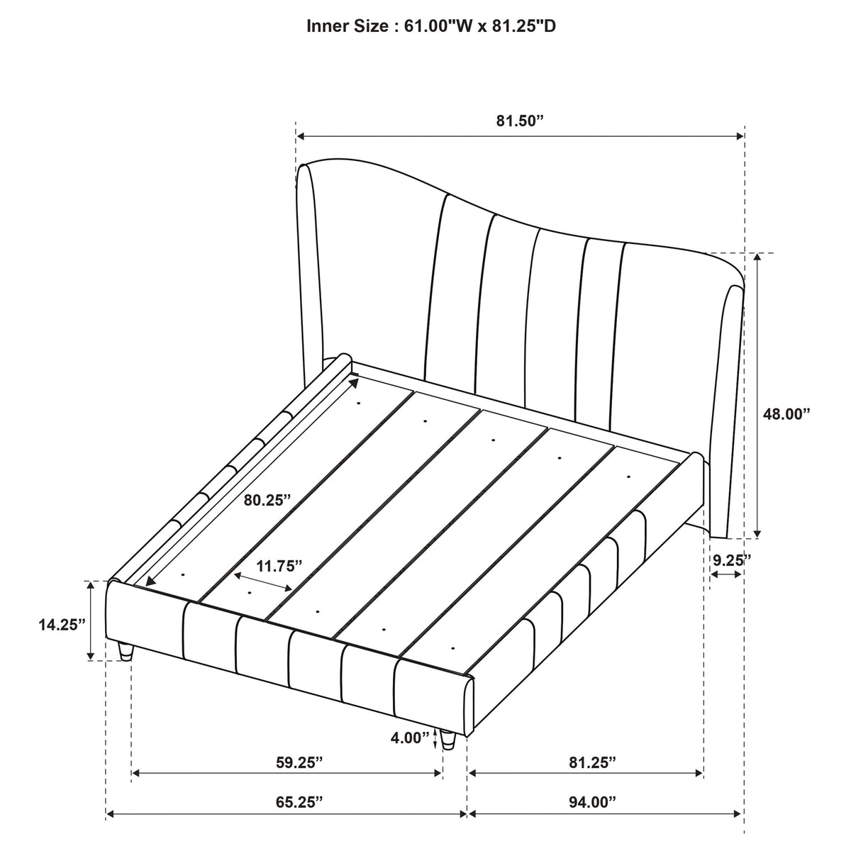 Evelyn Upholstered Panel Platform Bed - Ivory Velvet with Pleated Footboard & Gold Legs, Queen or Eastern King โ view 13