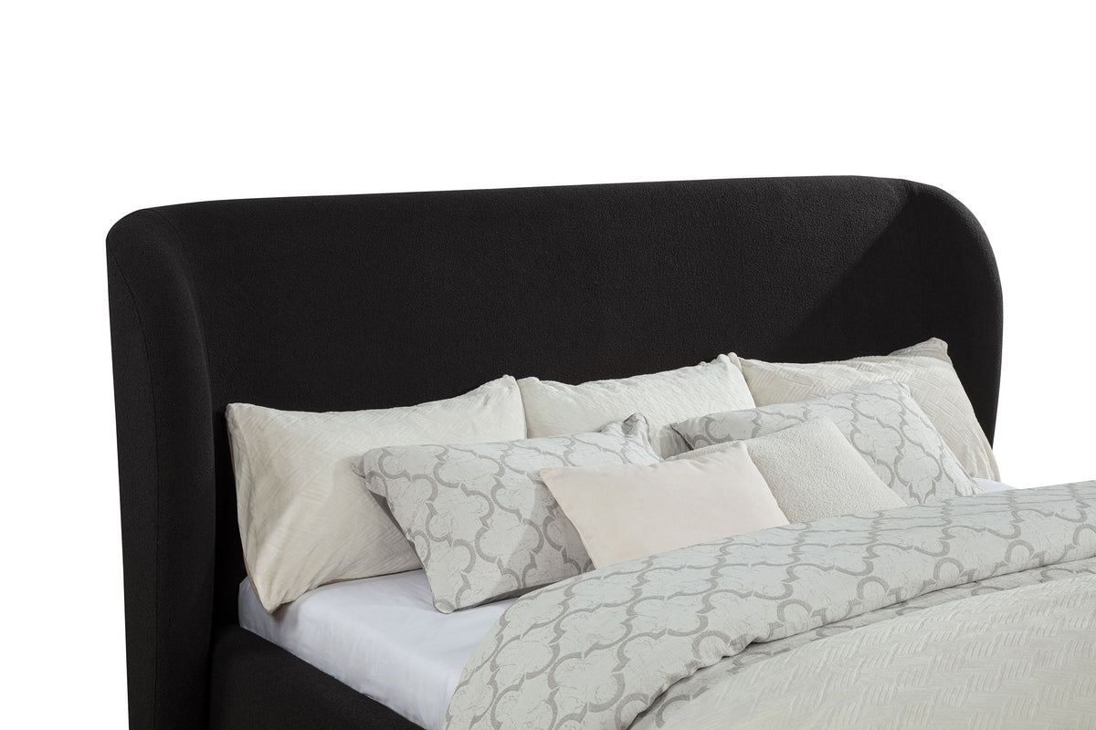 Blaire Upholstered Wingback Platform Bed - Black Fabric with Light Ash Base, Queen to California King – view 11