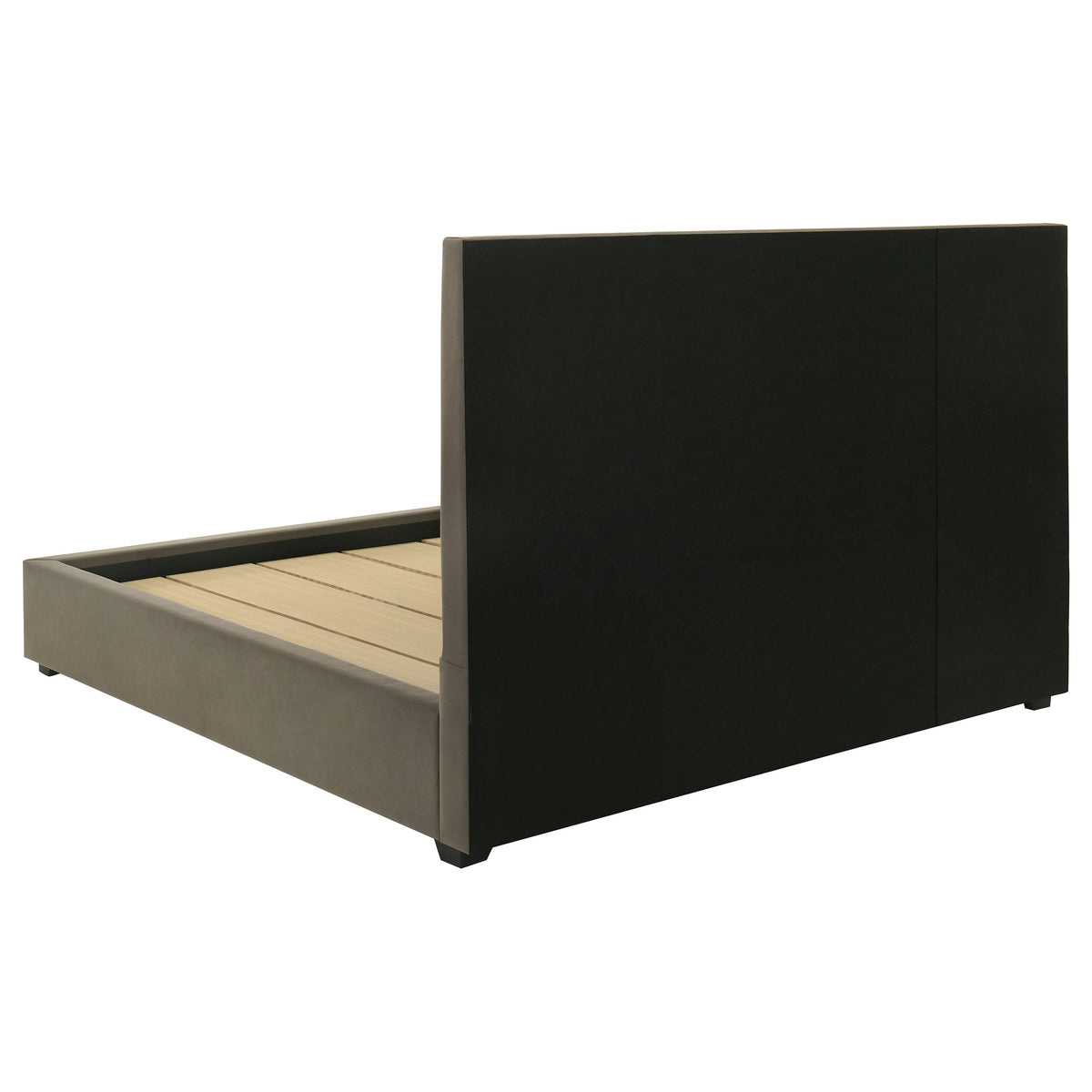 Delsea Diamond-Tufted Velvet Platform Bed - Tall Upholstered Headboard in Light Brown, Queen or Eastern King – view 6