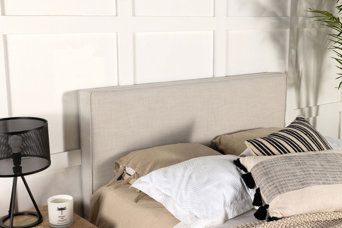 Kosmo Upholstered Panel Headboard with Self-Welt Trim - Sand Fabric, Twin, Queen/Full or King – view 2