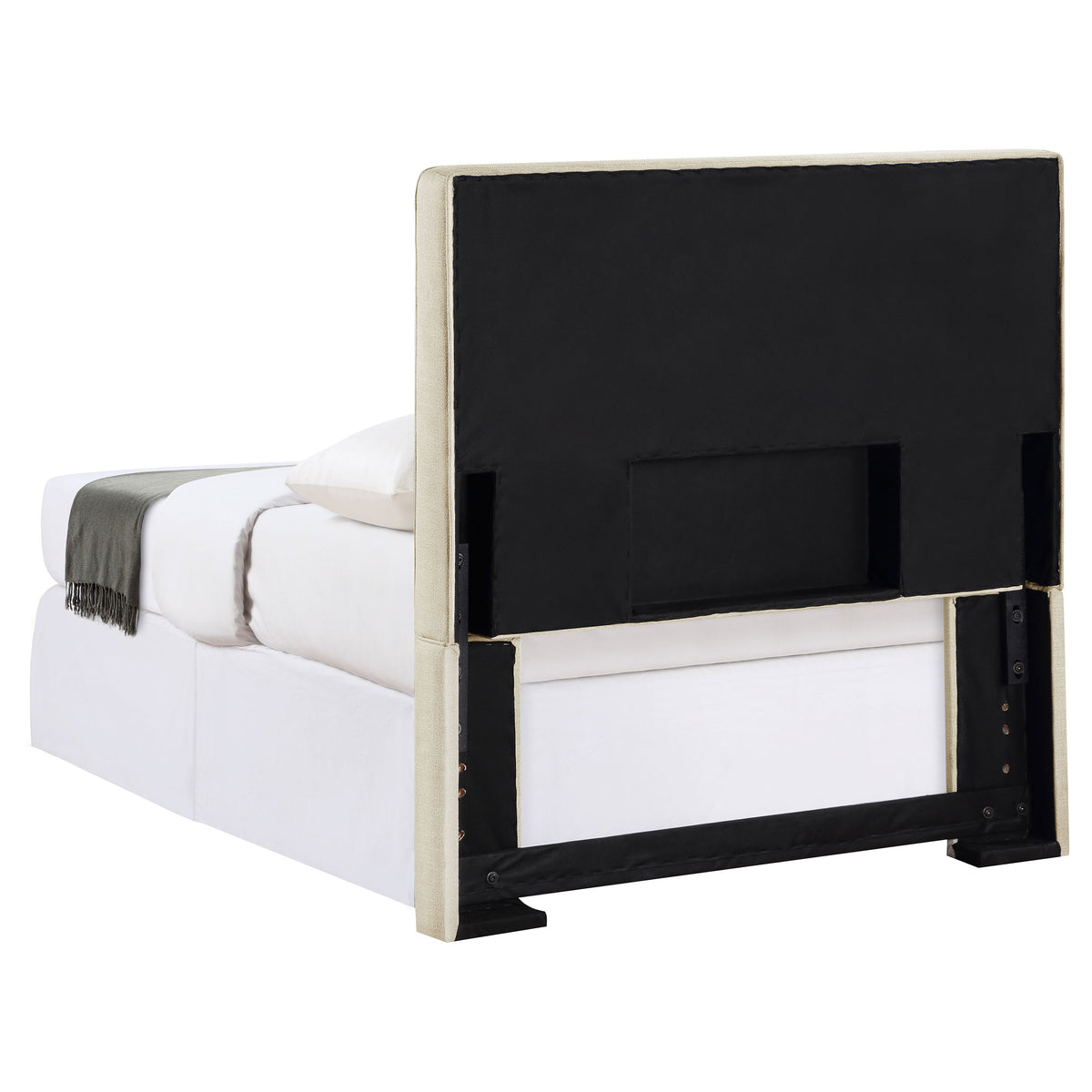 Kosmo Upholstered Panel Headboard with Self-Welt Trim - Sand Fabric, Twin, Queen/Full or King – view 8