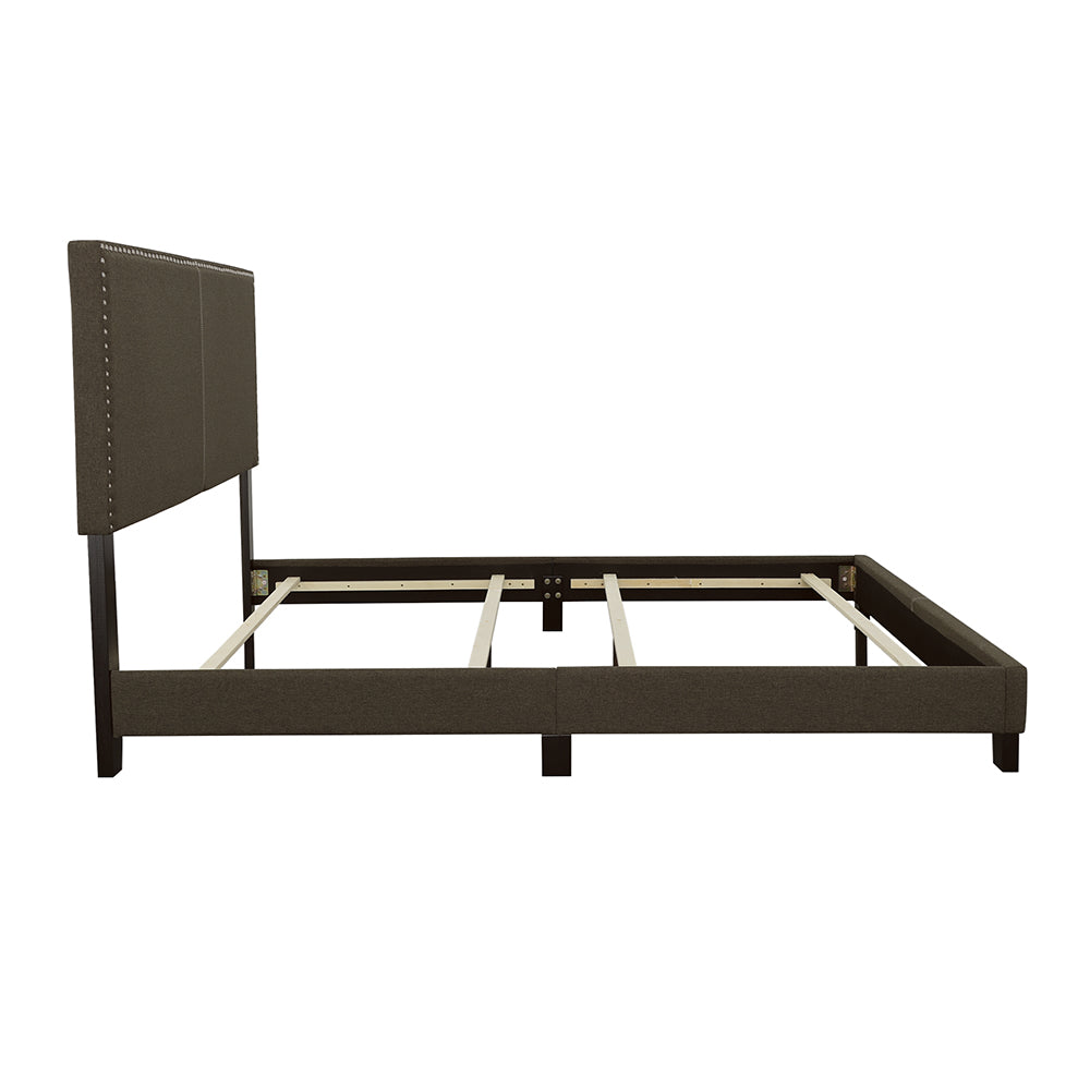 Boyd Upholstered Panel Bed with Chrome Nailhead Trim - Charcoal Fabric & Black Legs, Twin to California King – view 14