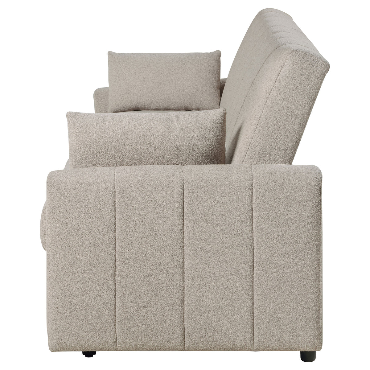 Portland Channel-Tufted Boucle Sleeper Sofa Bed with Bolsters - Latte, Pull-Out Sleeping Surface – view 9