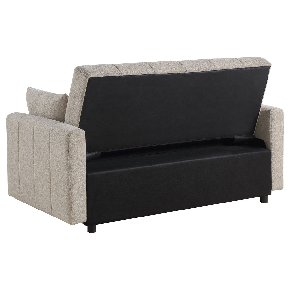 Portland Channel-Tufted Boucle Sleeper Sofa Bed with Bolsters - Latte, Pull-Out Sleeping Surface – view 10