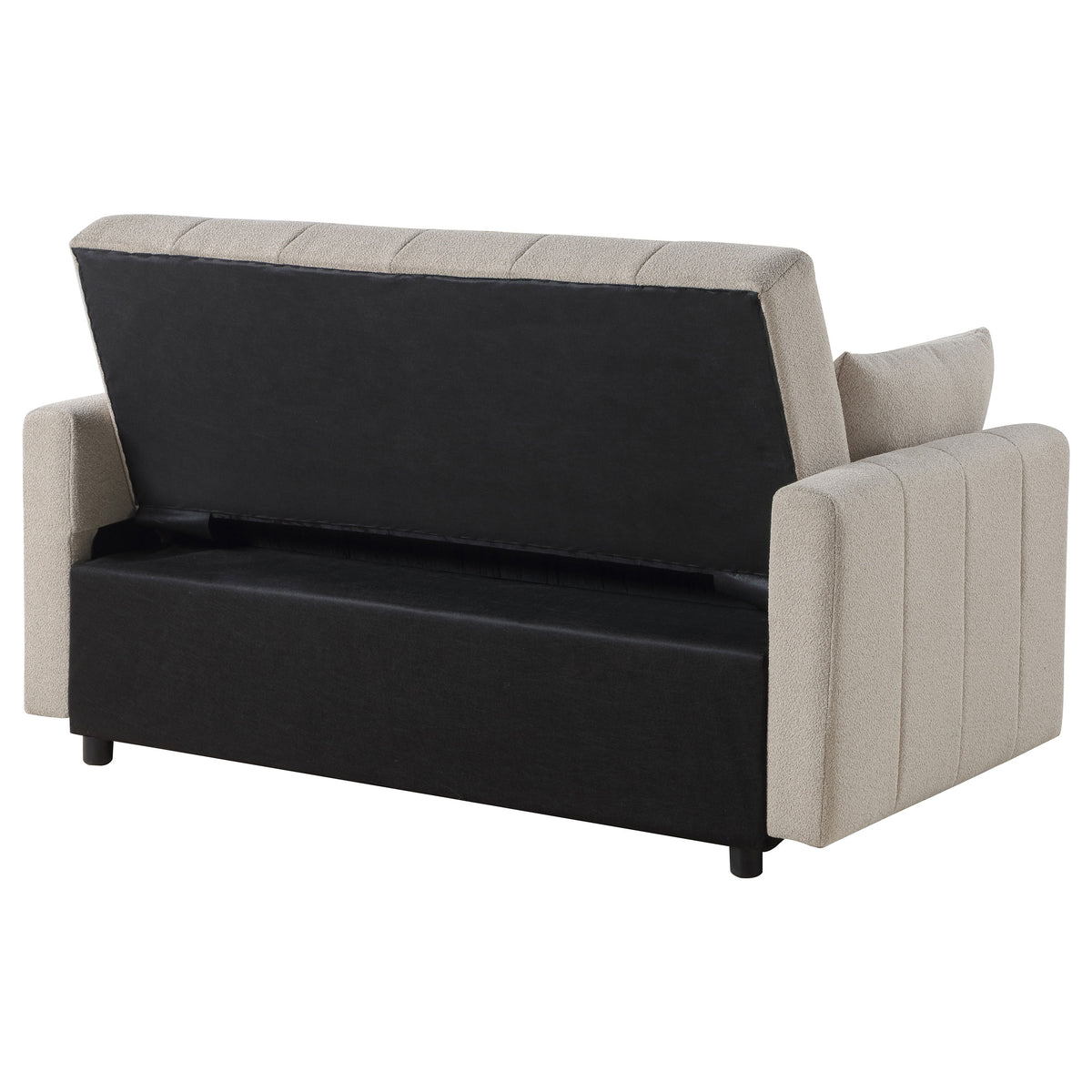 Portland Channel-Tufted Boucle Sleeper Sofa Bed with Bolsters - Latte, Pull-Out Sleeping Surface – view 11