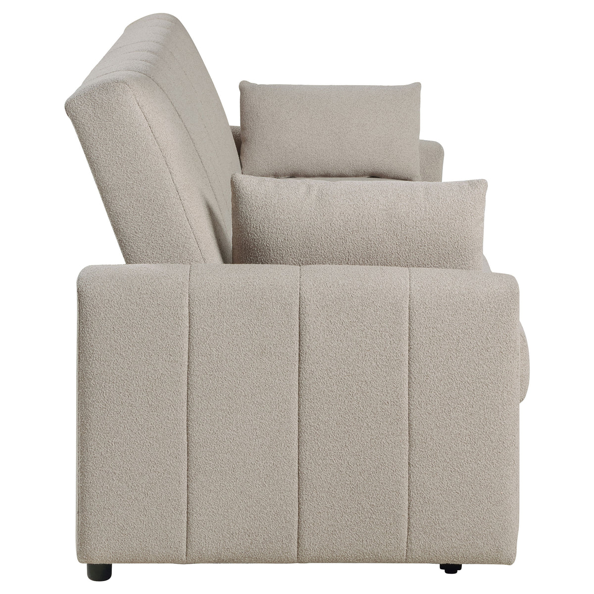 Portland Channel-Tufted Boucle Sleeper Sofa Bed with Bolsters - Latte, Pull-Out Sleeping Surface – view 12