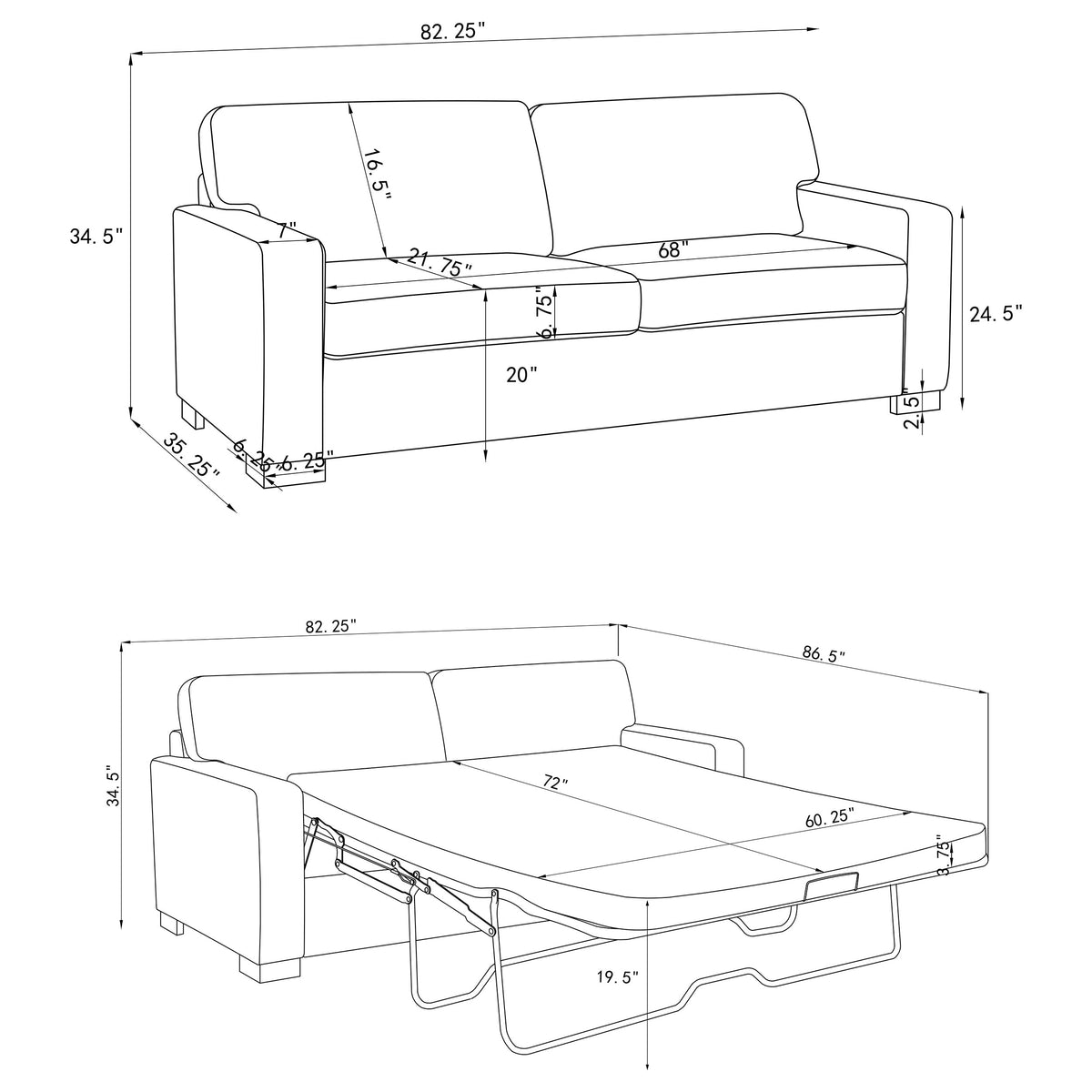 Simpson Track Arm Sleeper Sofa with Queen Mattress - Light Grey Fabric with Pocket Coil Seating – view 12