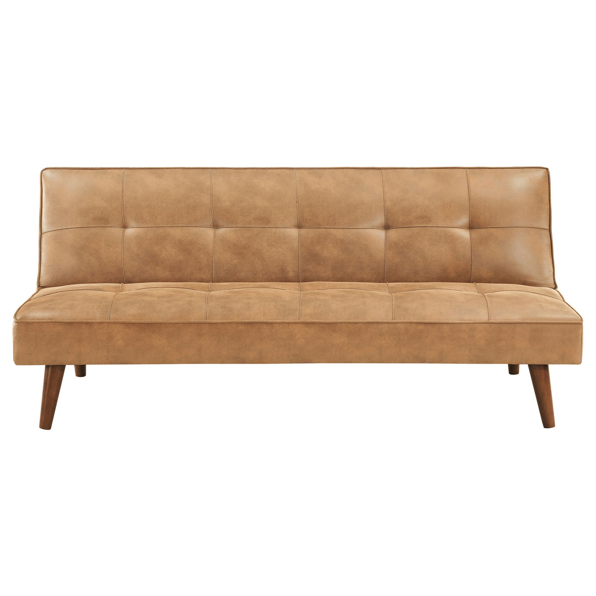Jenson Armless Convertible Sofa Bed - Biscuit-Tufted Faux Leather in Saddle Brown or Dark Coffee β view 7