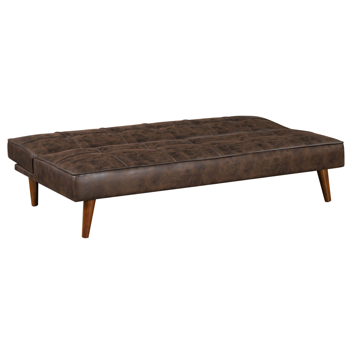 Jenson Armless Convertible Sofa Bed - Biscuit-Tufted Faux Leather in Saddle Brown or Dark Coffee β view 16