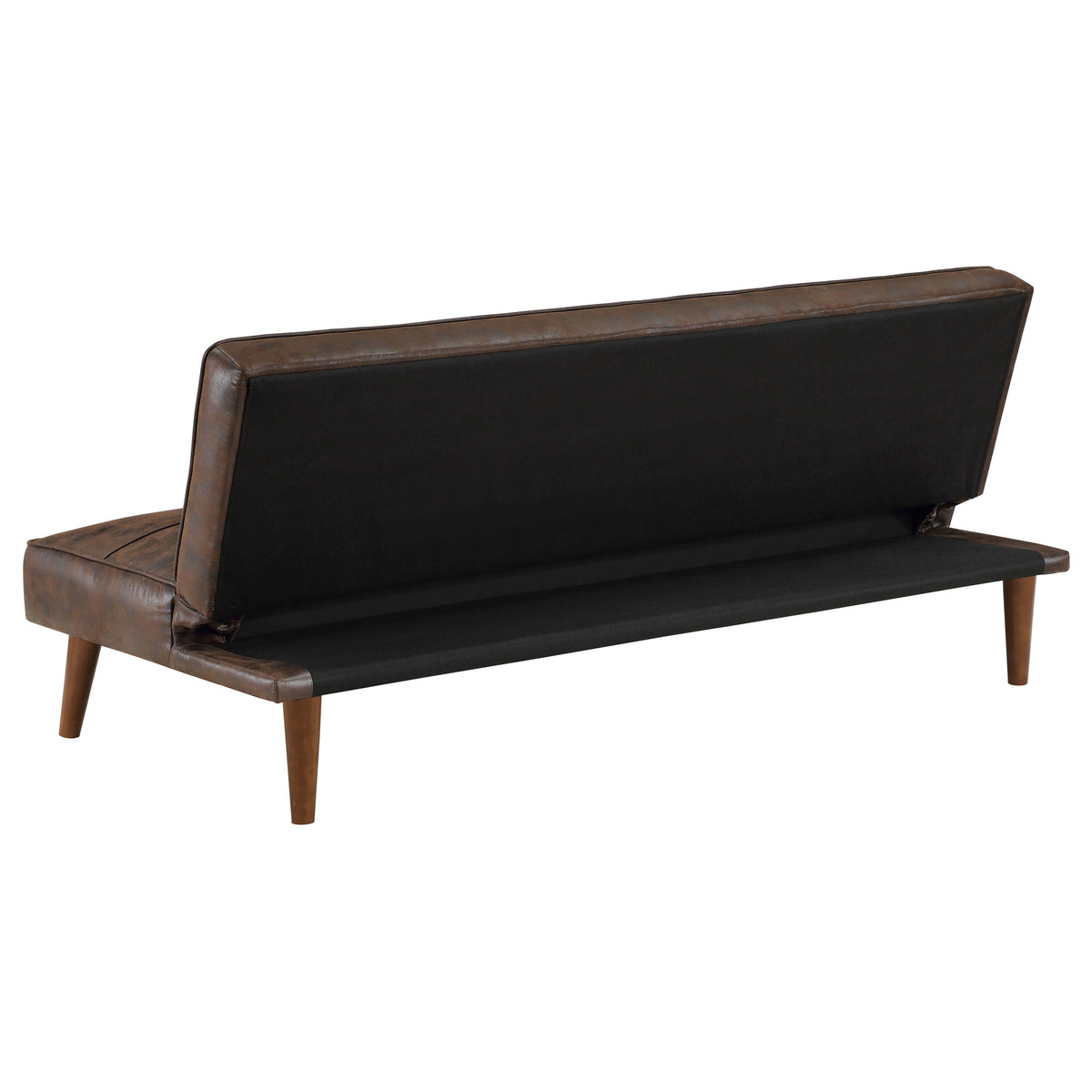 Jenson Armless Convertible Sofa Bed - Biscuit-Tufted Faux Leather in Saddle Brown or Dark Coffee β view 20