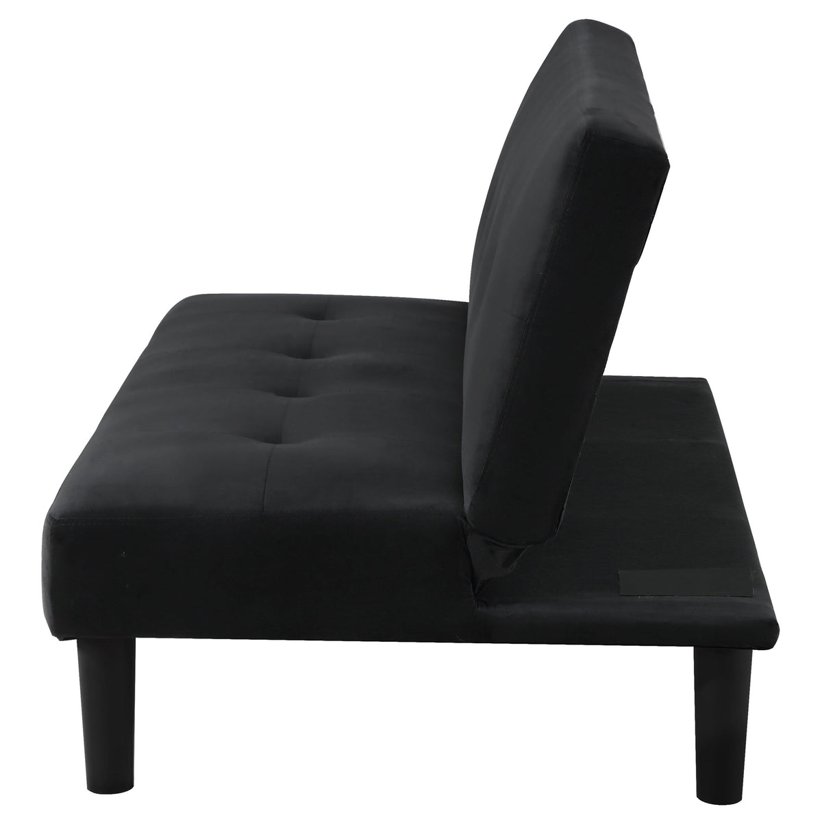 Stanford Armless Convertible Sofa Bed - Black Velvet with Linear Tufting – view 7