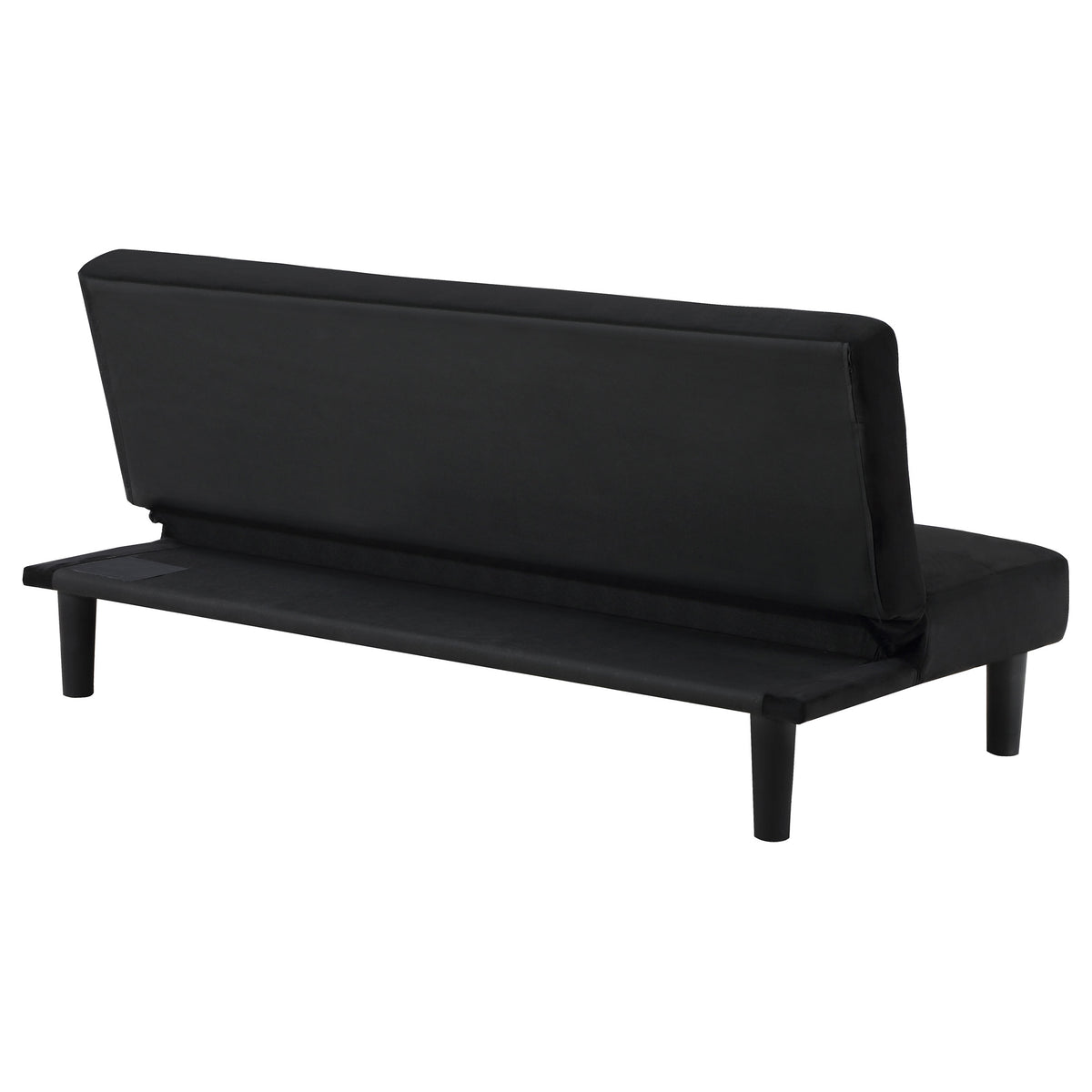 Stanford Armless Convertible Sofa Bed - Black Velvet with Linear Tufting – view 9
