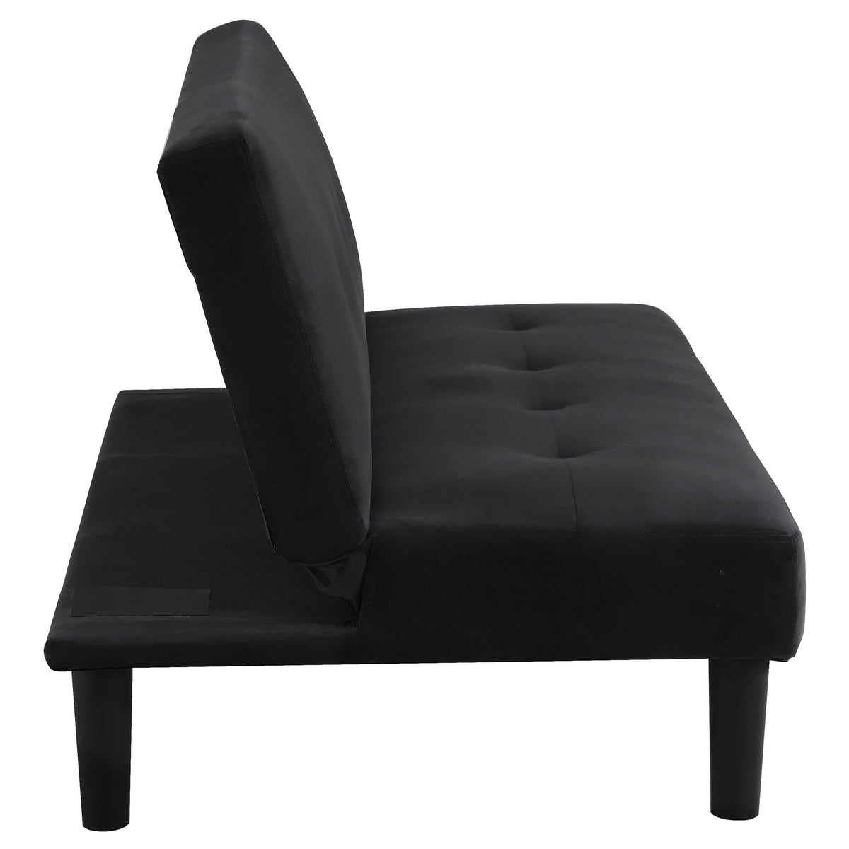 Stanford Armless Convertible Sofa Bed - Black Velvet with Linear Tufting – view 10