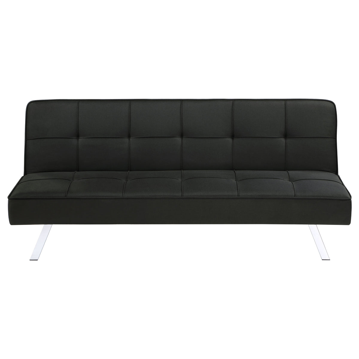 Joel Grid-Tufted Convertible Sofa Bed - Black Fabric with Chrome Legs, Compact Guest Sleeper – view 5