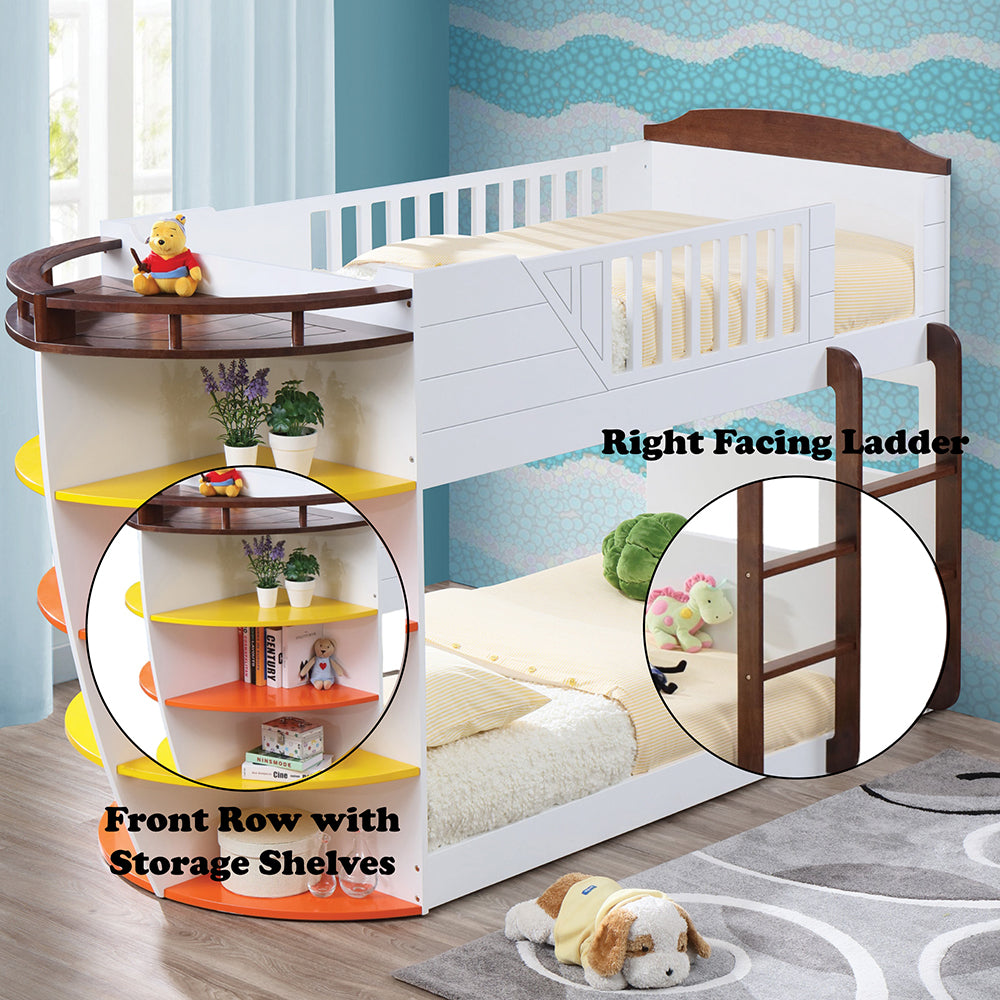 Neptune Twin over Twin Bunk Bed with Storage Shelves