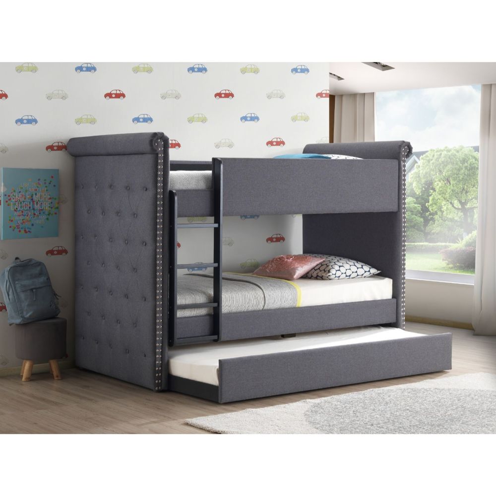 Romana II Upholstered Twin over Twin Bunk Bed with Trundle