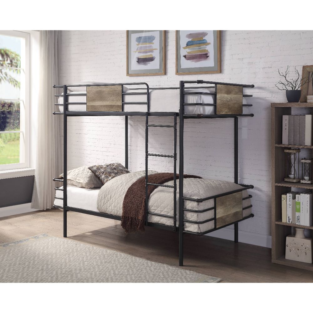 Deliz Industrial Twin over Twin Bunk Bed