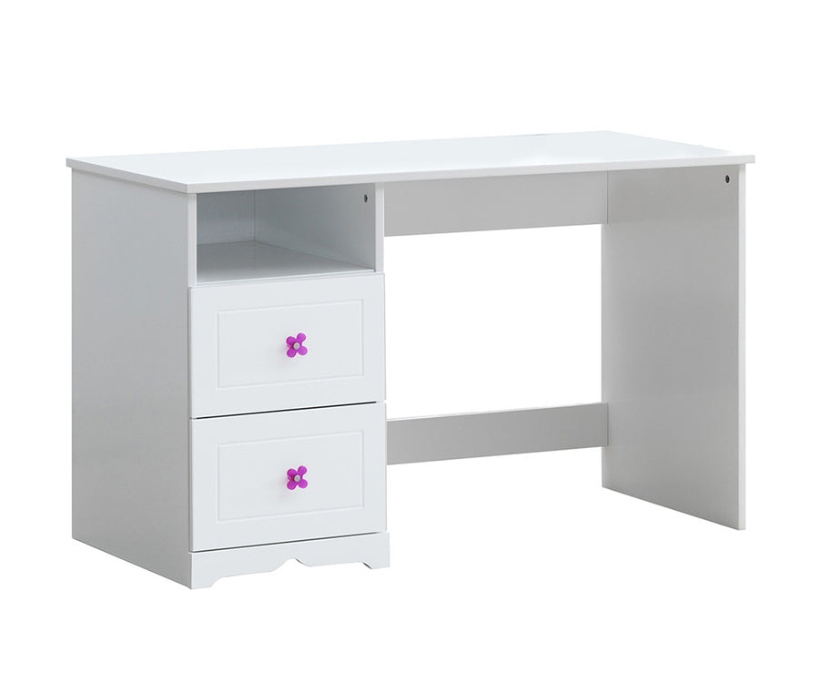 Meyer Writing Desk & Hutch - Sled Base with Wave Pattern in White