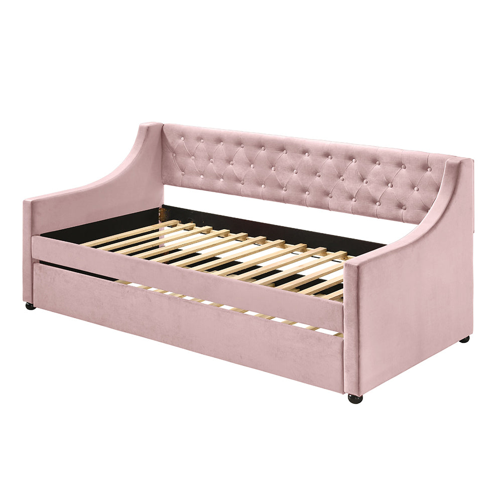 Lianna Button-Tufted Velvet Daybed with Trundle