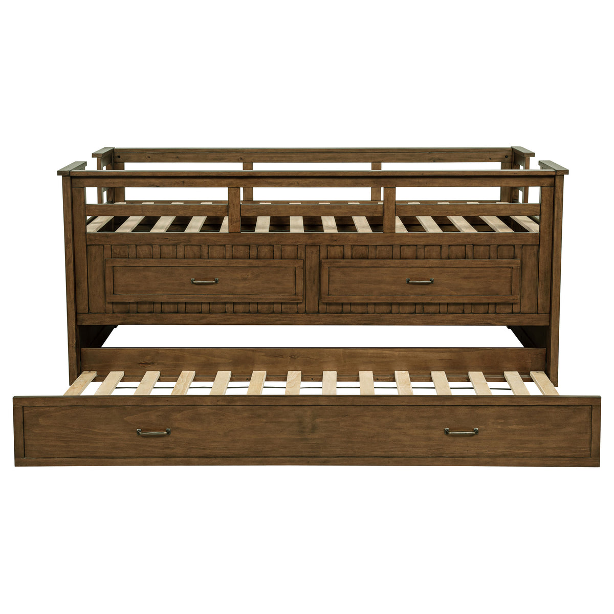 Carlsbad Twin Captain's Bed with Trundle - Storage Drawers in Medium Brown Pine – view 6