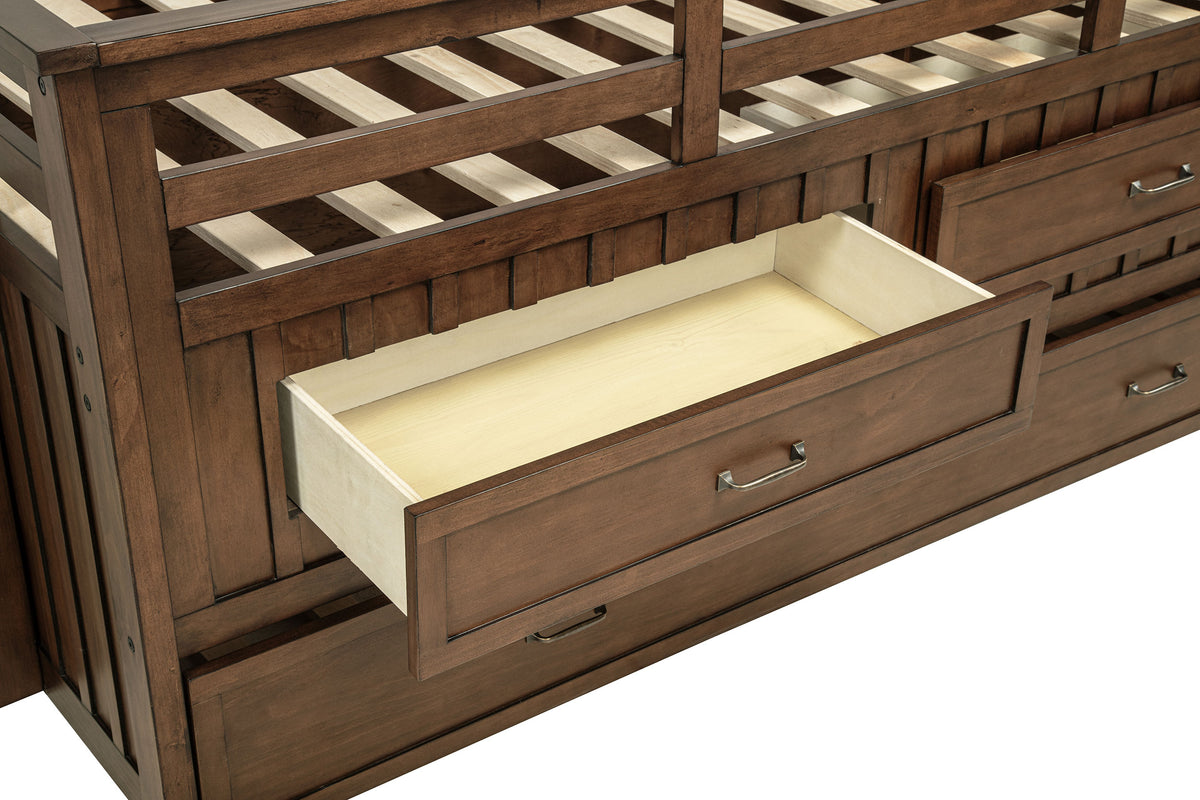 Carlsbad Twin Captain's Bed with Trundle - Storage Drawers in Medium Brown Pine – view 12