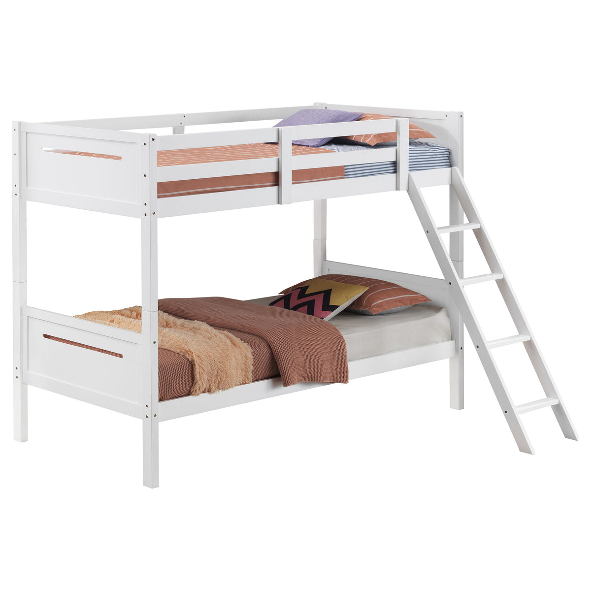 Littleton Wood Bunk Bed - Twin over Twin or Twin over Full, Convertible with Angled Ladder in Espresso, White, Black or Grey – view 16