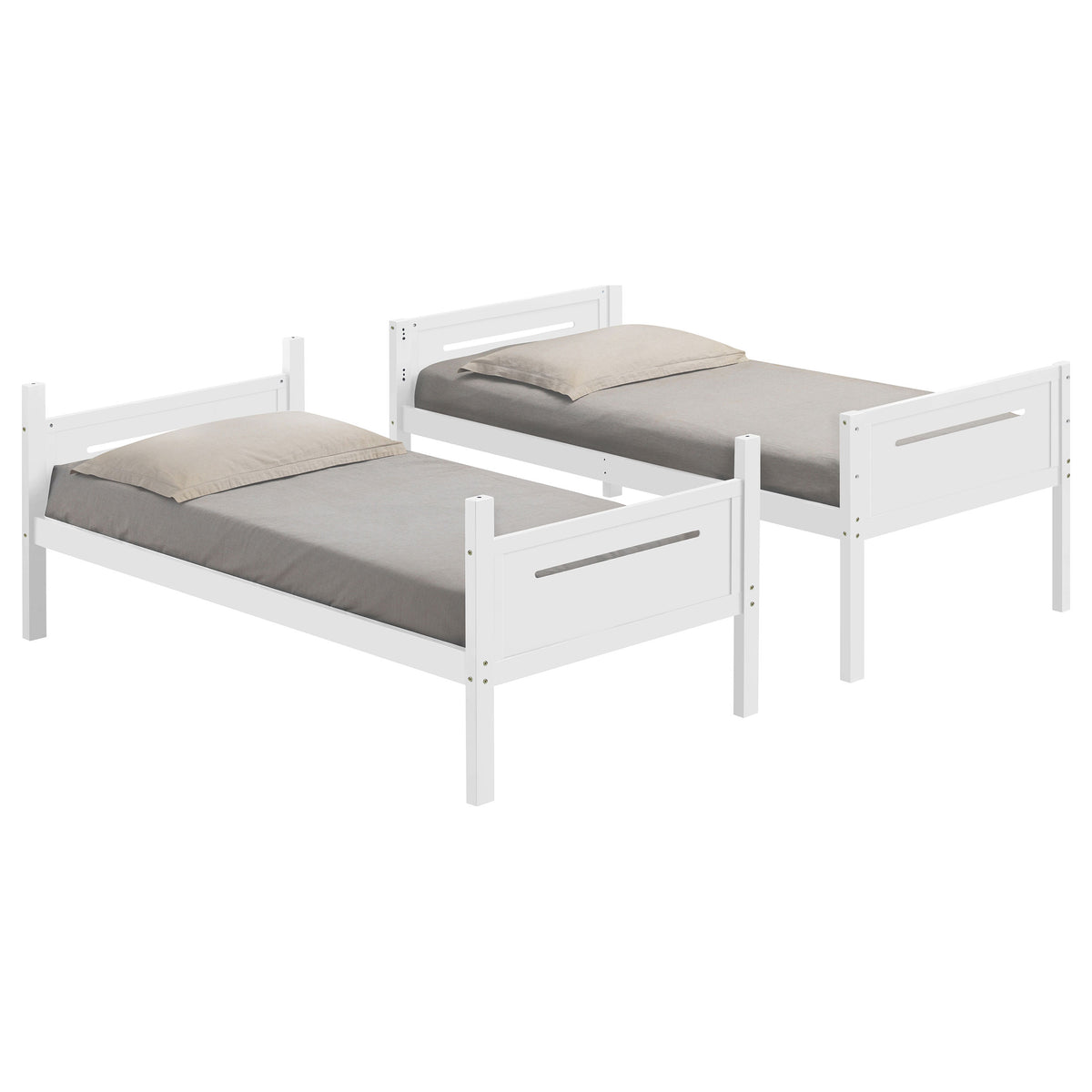 Littleton Wood Bunk Bed - Twin over Twin or Twin over Full, Convertible with Angled Ladder in Espresso, White, Black or Grey – view 18