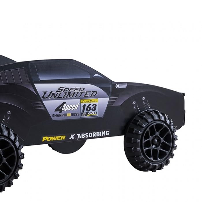 Speed Jump Twin Off-Road Car Bed with LED Headlights - Novelty Kids Bed in High Gloss Black