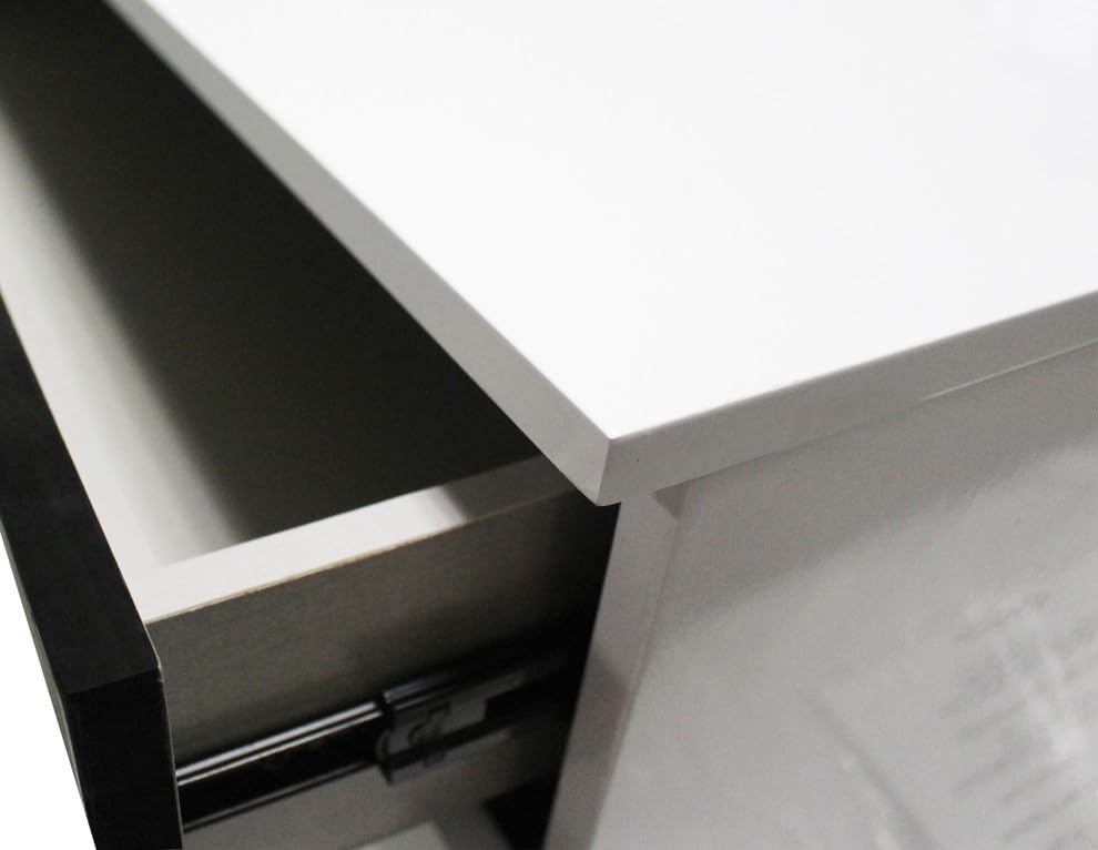 Bahamas 16" Modern 2-Drawer Nightstand with Top Black Drawer, Lacquered Surface - angle view