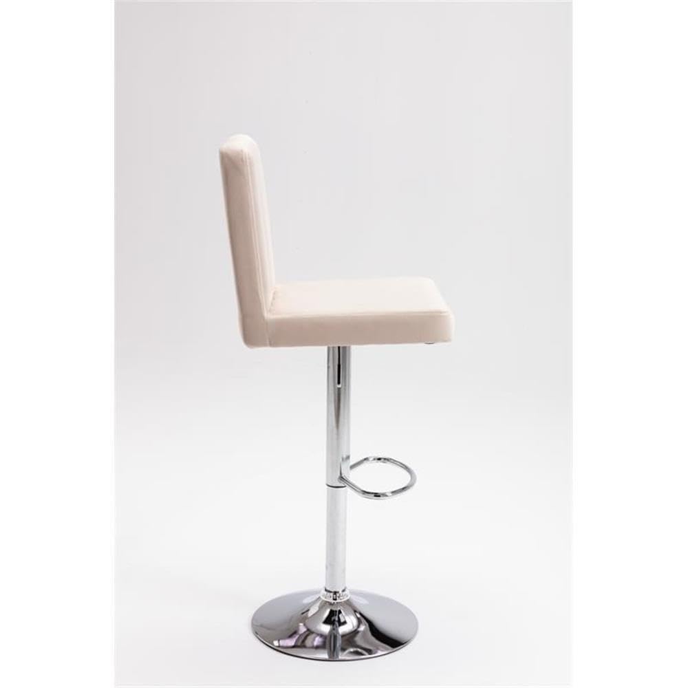 Yorkie Velvet Upholstered Modern Swivel Bar Stool in Beige - side view