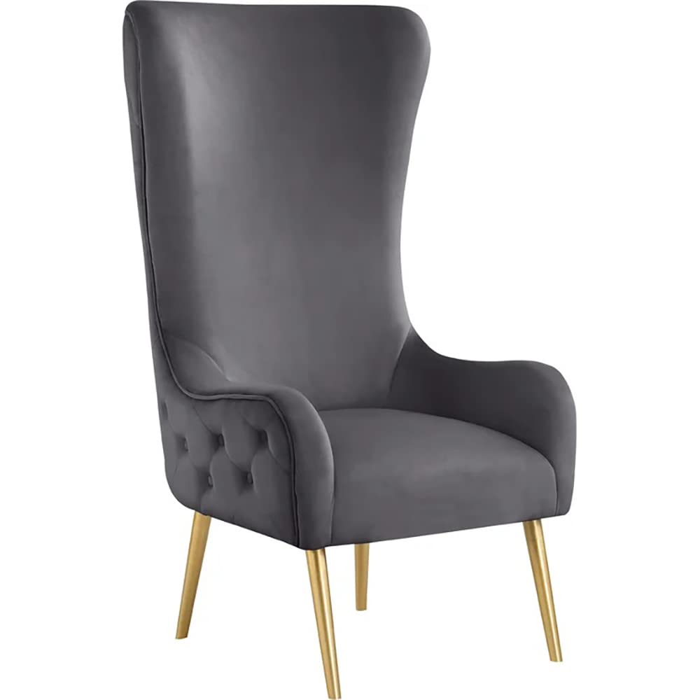 Venetian 50" High Back Tufted Velvet Accent Chair Wingback Lounge Armchair in Grey