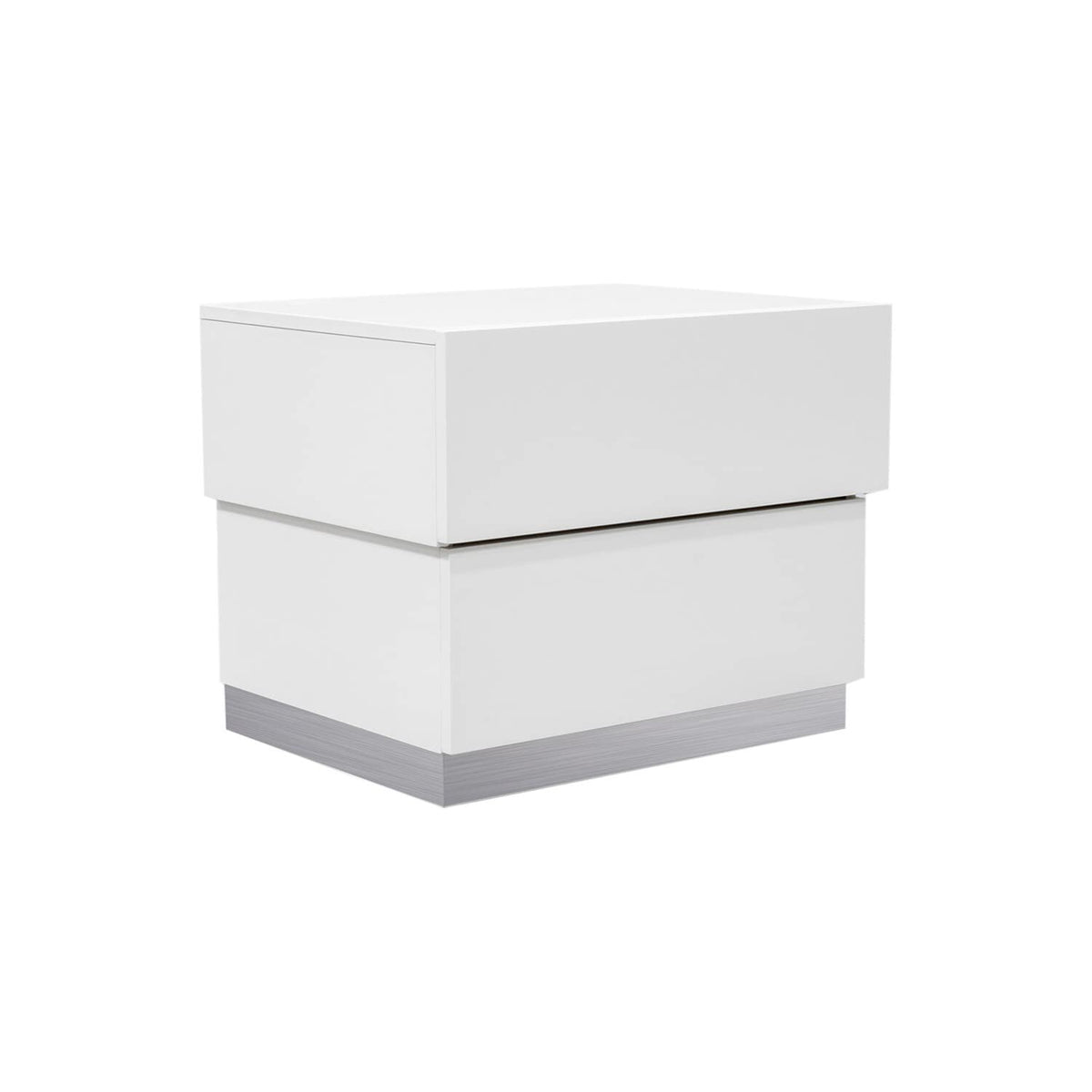 5-Piece Florence White Lacquer and Gray Leather Headboard Bed Set, Eastern King - detail view