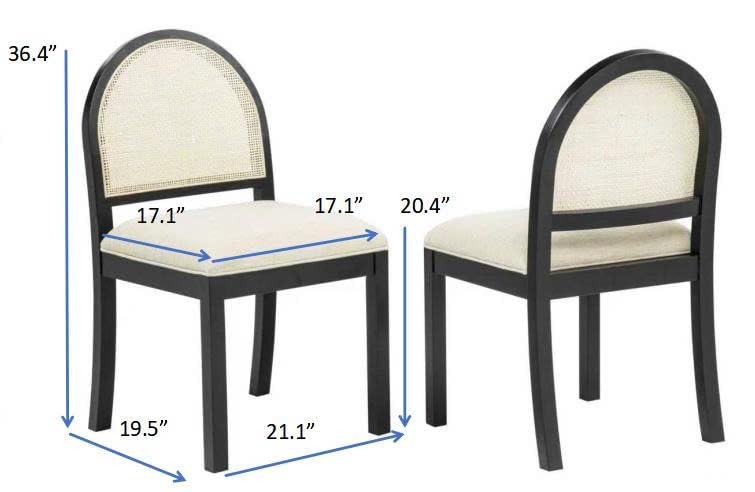 Daxon rattan cane back dining chairs set of 2