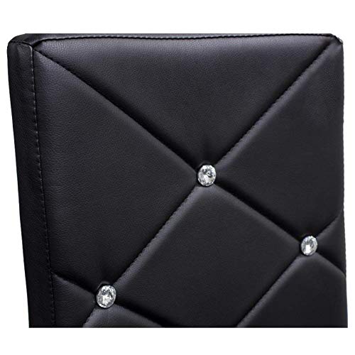 Faux Leather and Chrome Dining Side Chair in Black - detail view