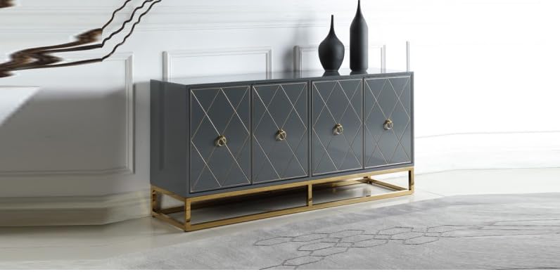 Tabitha 64 inch lacquer sideboard with diamond pattern doors