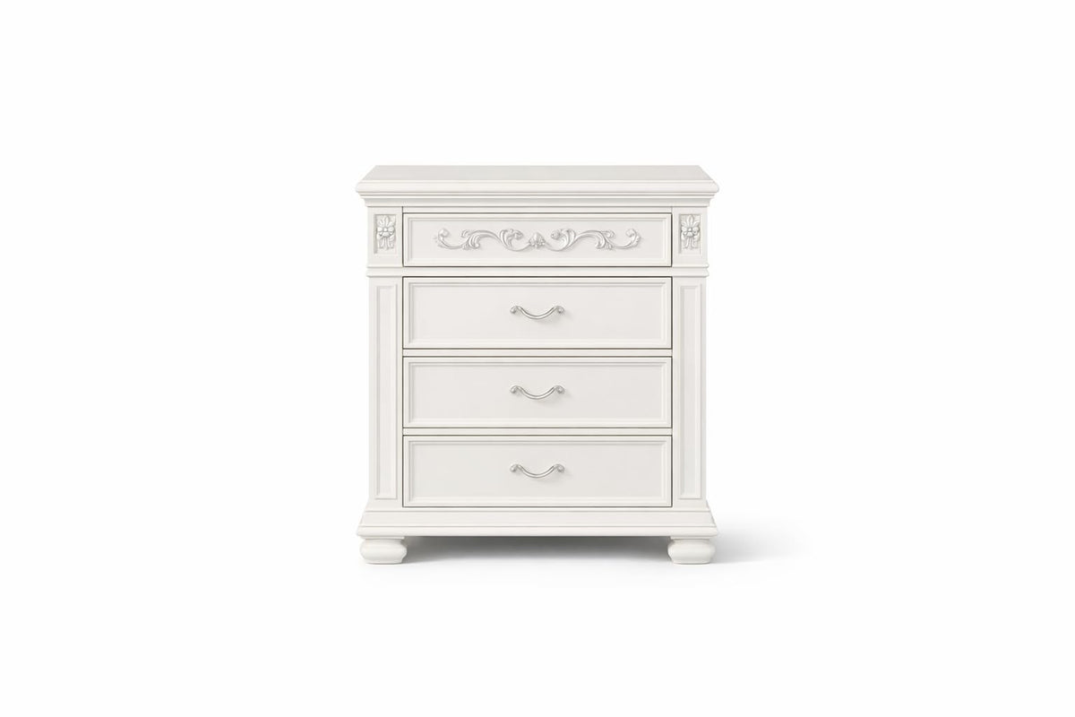 Valentina White Wood Nightstand — product view 2