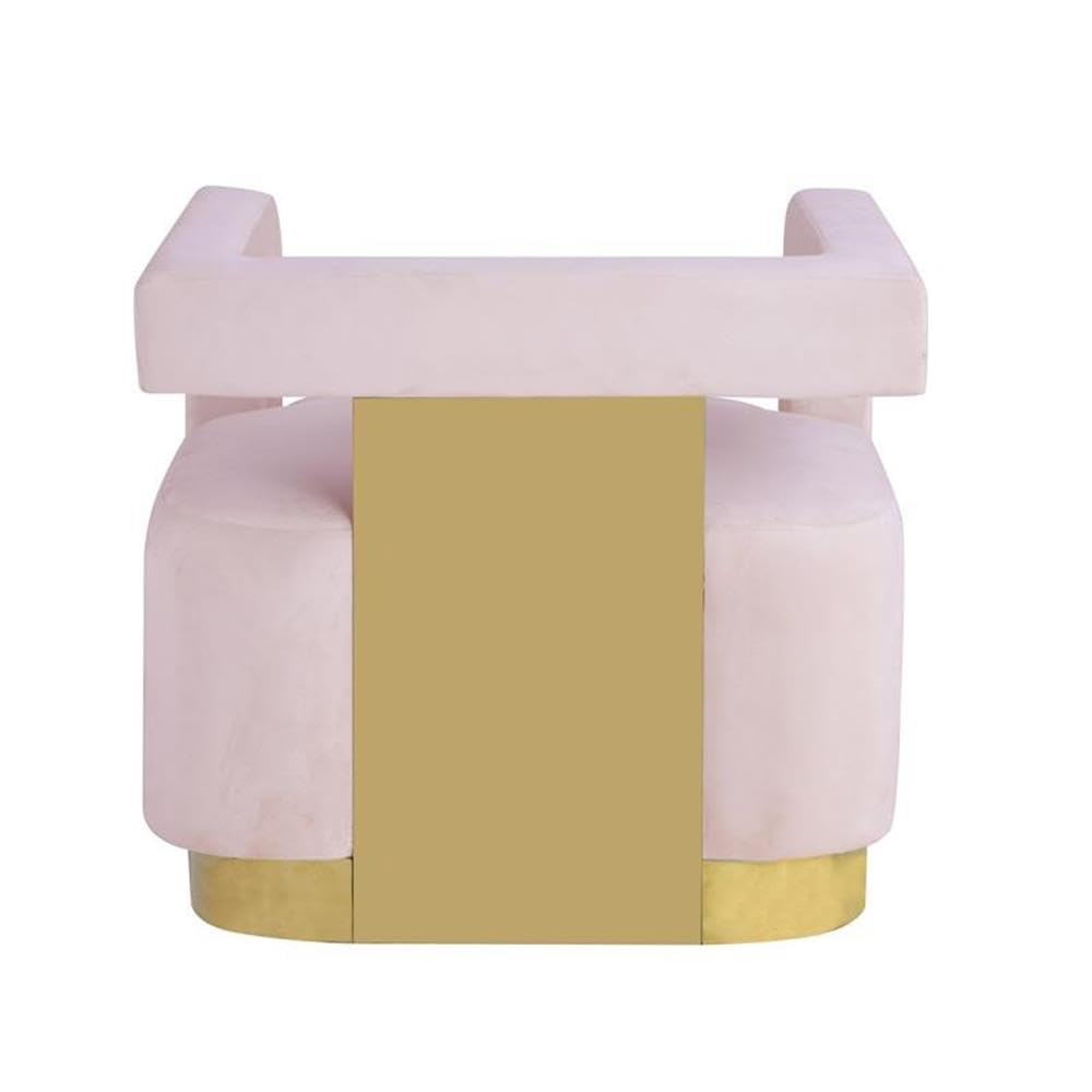 Hayes Tufted Modern Glam Velvet Accent Chair in Pink - angle view