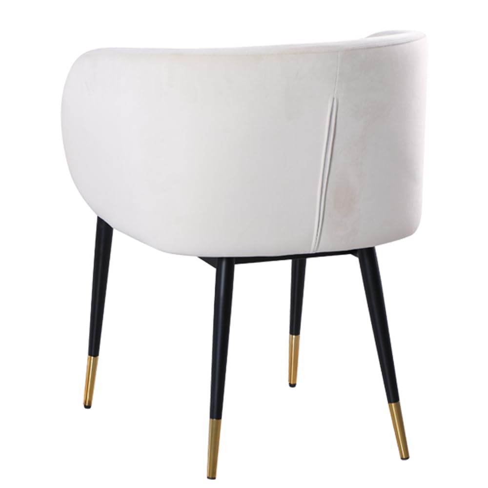 Henrietta Mid Century Modern Velvet Dining Chair, Barrel Back in Cream - detail view