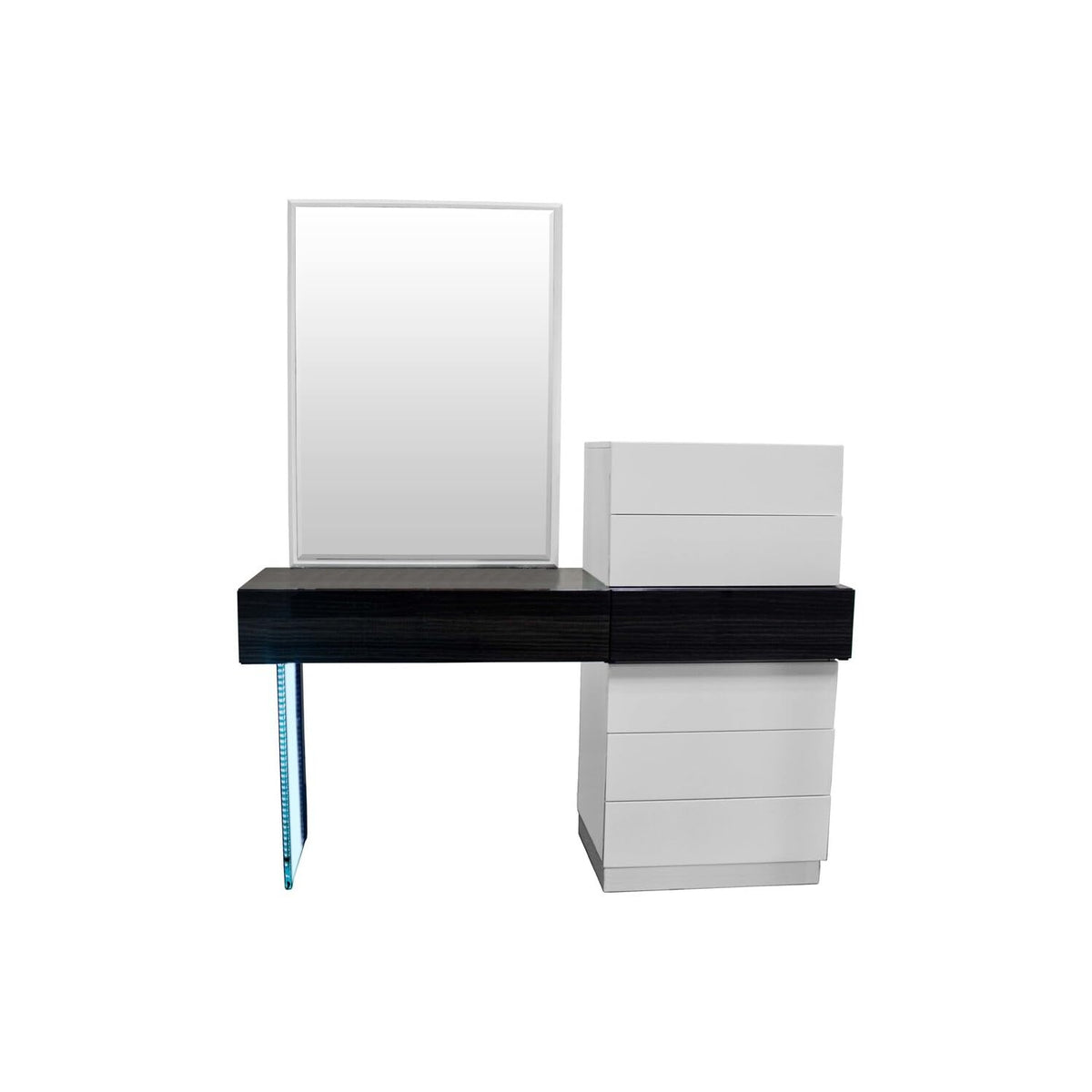 Modern White Lacquer Platform 5-Piece Bedroom Set, Eastern King - detail view