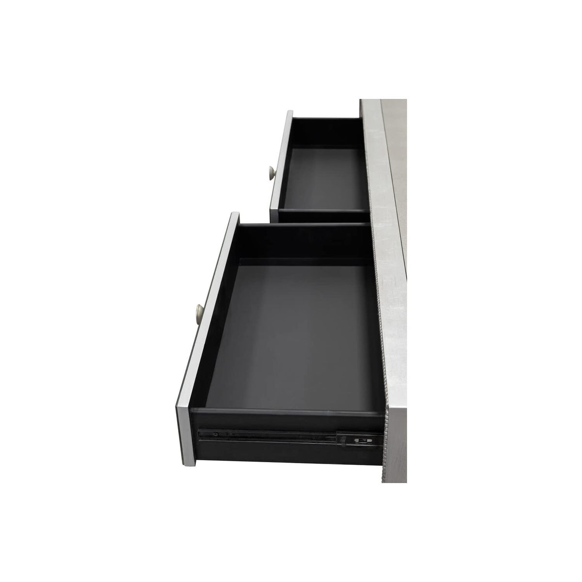 Jameson Mirrored Console Table, Console Table with Silver/Mirrored Inlays - side view