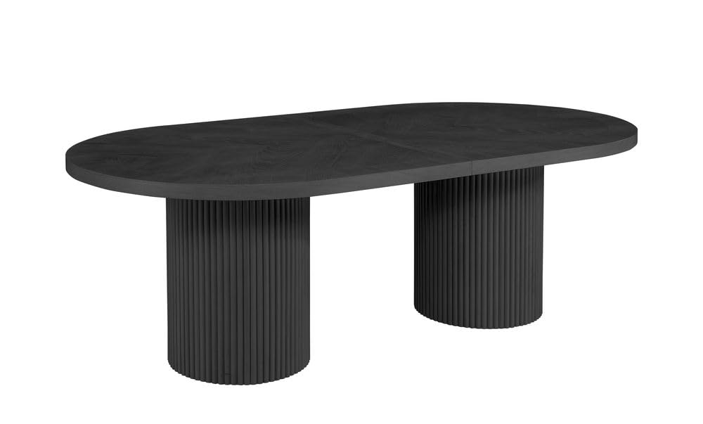 Dobby 90"-123" Extendable Oval Wooden Dining Table in Black