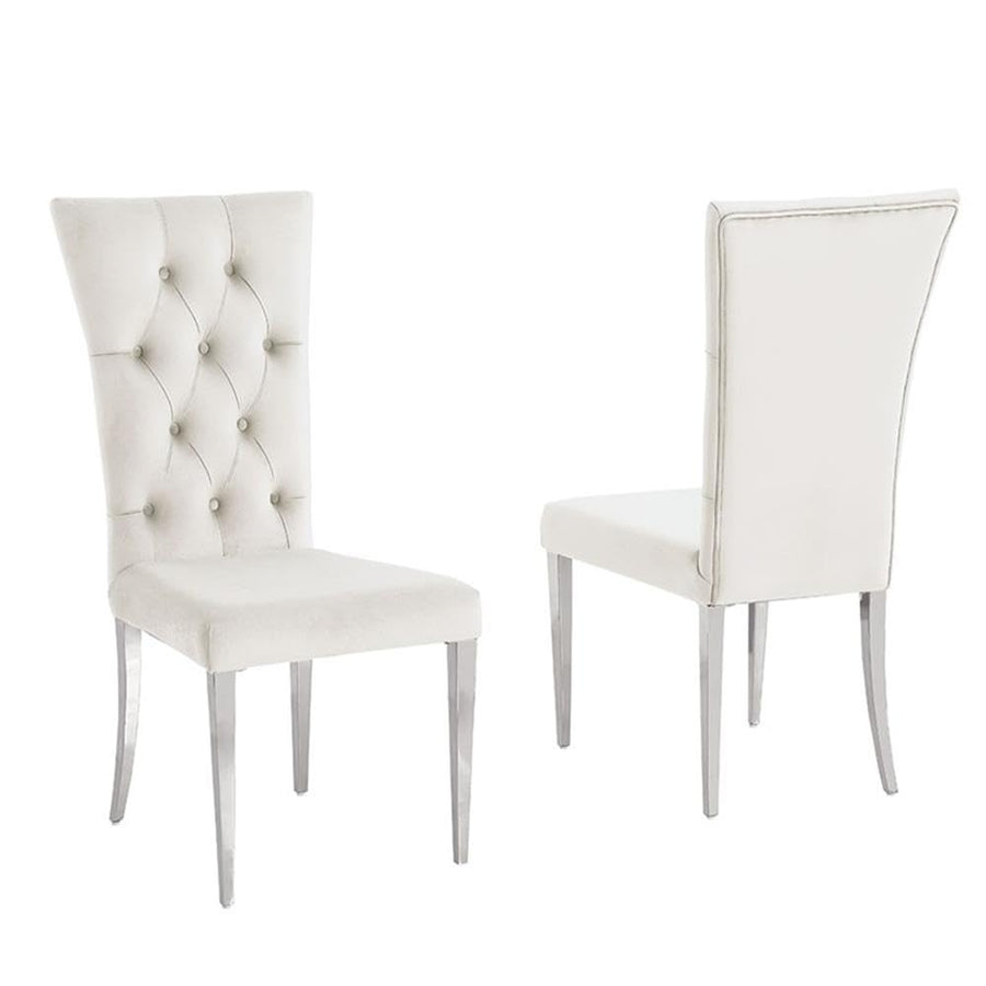 Terracotta Tufted Velvet Dining Chairs with Stainless Steel Legs, Set of 2 - Modern Glam