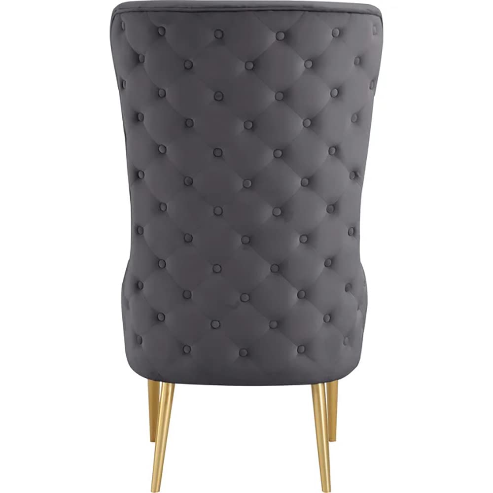 Venetian 50" High Back Tufted Velvet Accent Chair Wingback Lounge Armchair in Grey - detail view