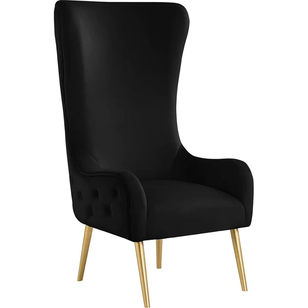 Venetian 50" High Back Tufted Velvet Accent Chair Wingback Lounge Armchair in Black