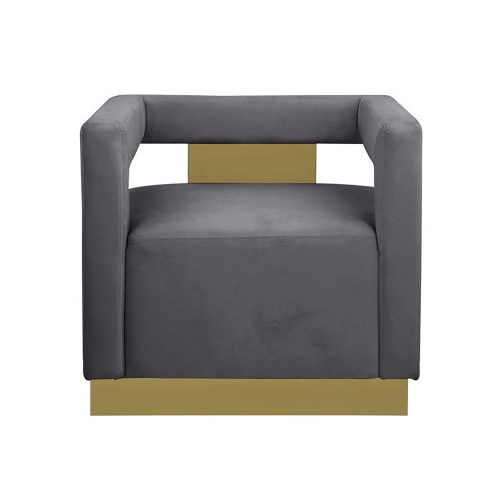 Modern Velvet Accent Chair in Grey - detail view