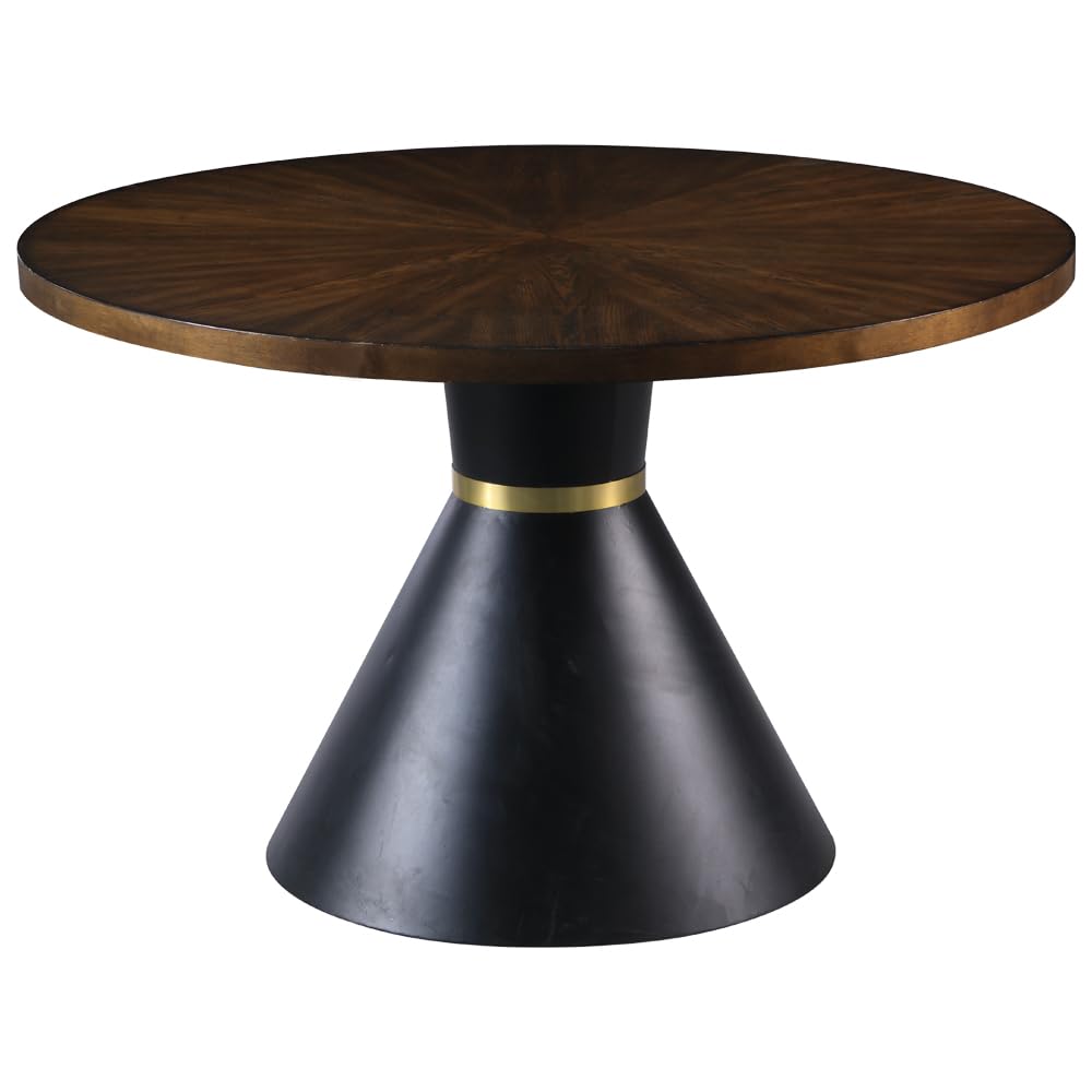 Henrietta 48" Round Pedestal Dining Table with Gold Trim Ring