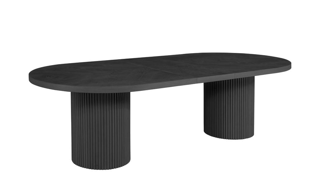 Dobby 90"-123" Extendable Oval Wooden Dining Table in Black - side view