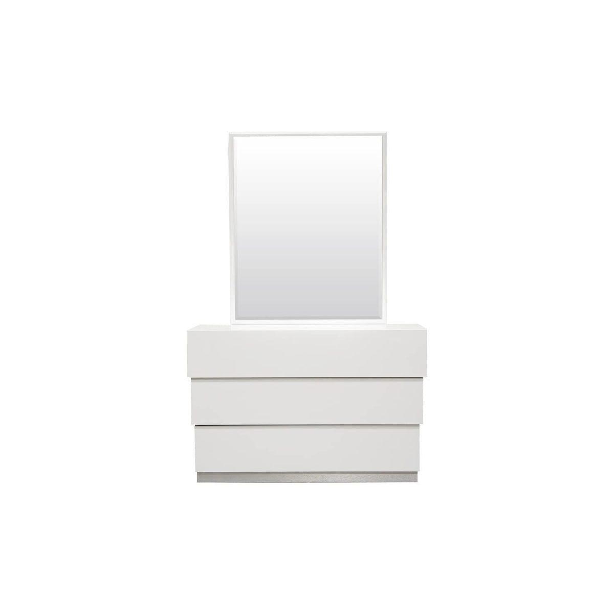5-Piece Florence White Lacquer and Gray Leather Headboard Bed Set, Eastern King - side view