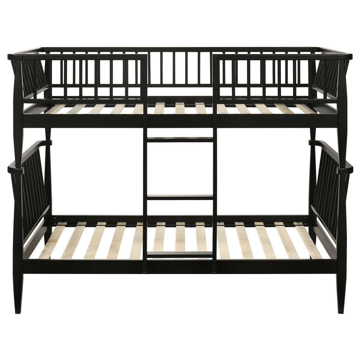 Abram Windsor Twin Over Twin Bunk Bed - Convertible Wood Frame with Ladder in Almond or Black – view 13