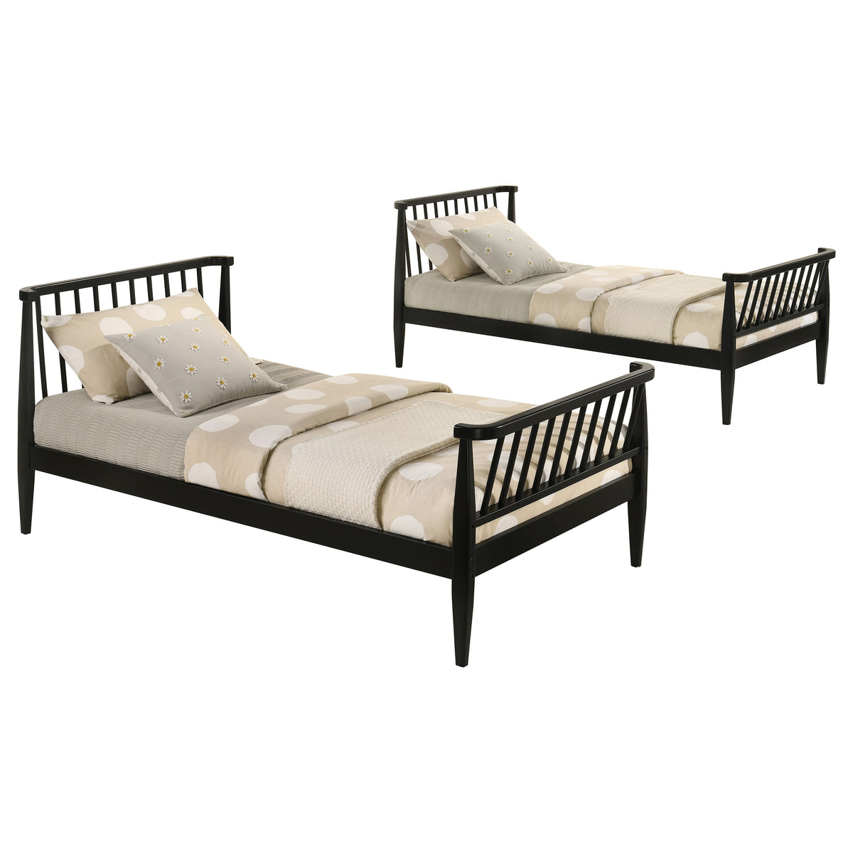 Abram Windsor Twin Over Twin Bunk Bed - Convertible Wood Frame with Ladder in Almond or Black – view 16